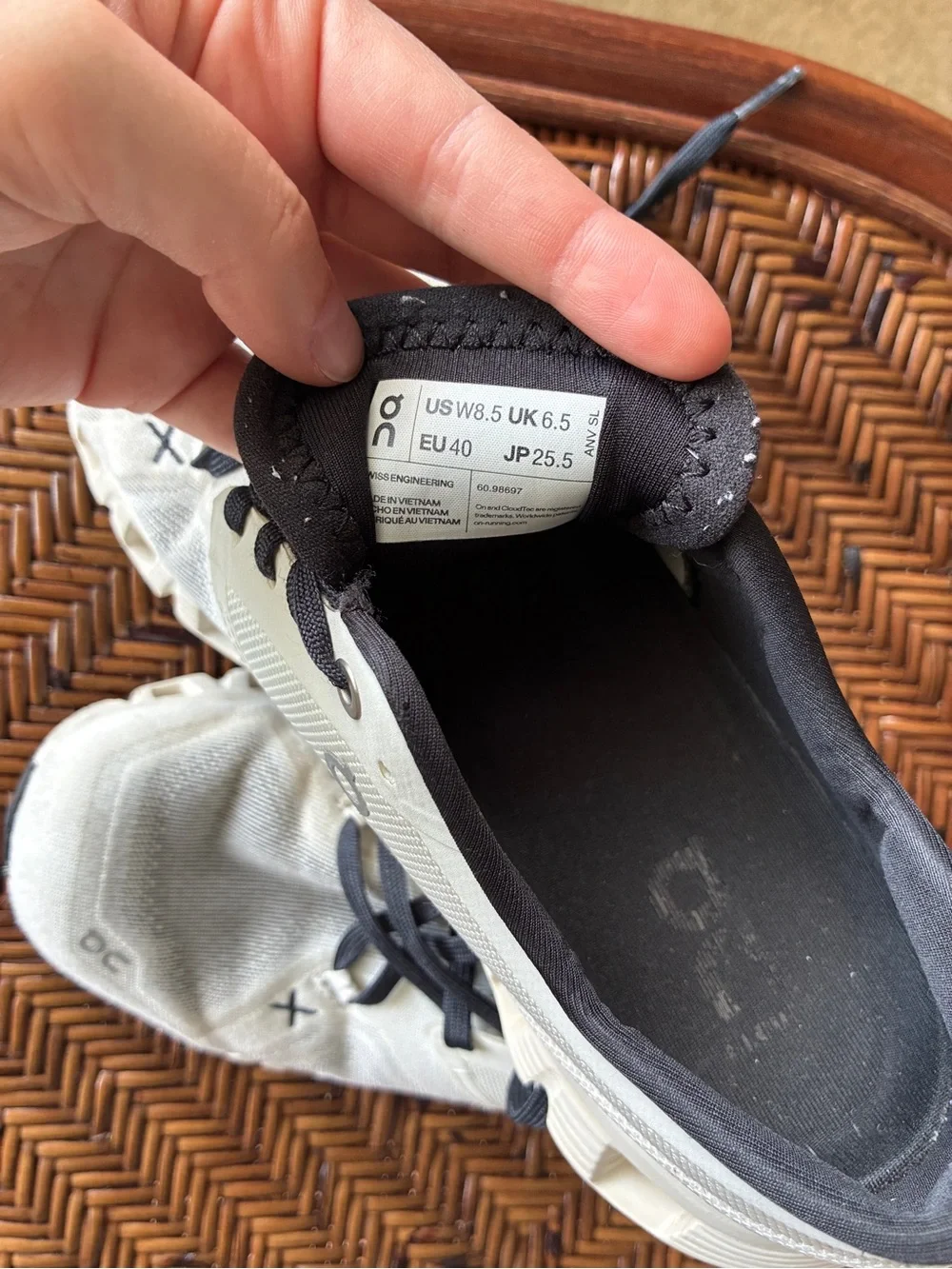 On Cloud White and Black Running Shoes